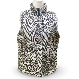 Jones New York Sport Women's Puffer Vest Animal Print Full Zipper w/Pockets (Sm)